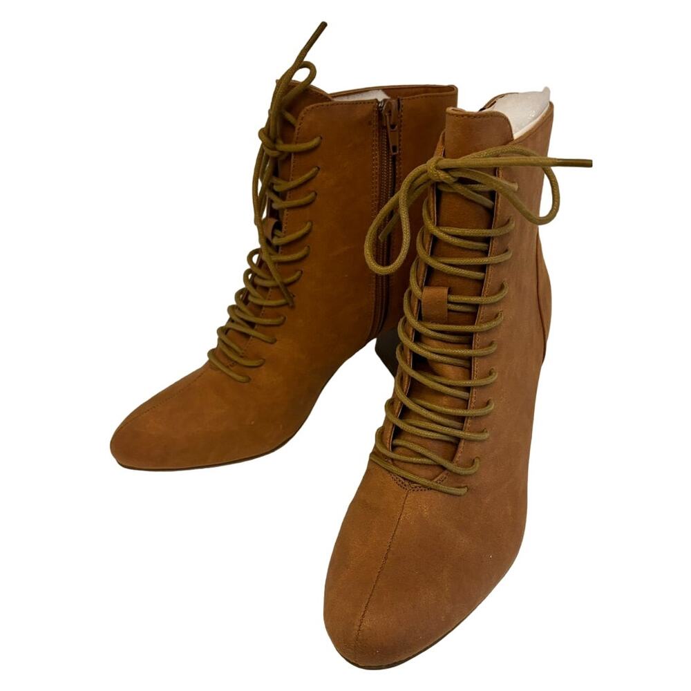 XOXO Women's NEW Kieran Tan Stacked Heel Mid-calf Boot Shoes | Size 8